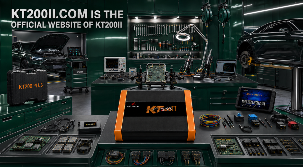KT200II connected to a BMW Bosch MEVD17.2.5 TC1797 gasoline ECU for Bench reading and writing