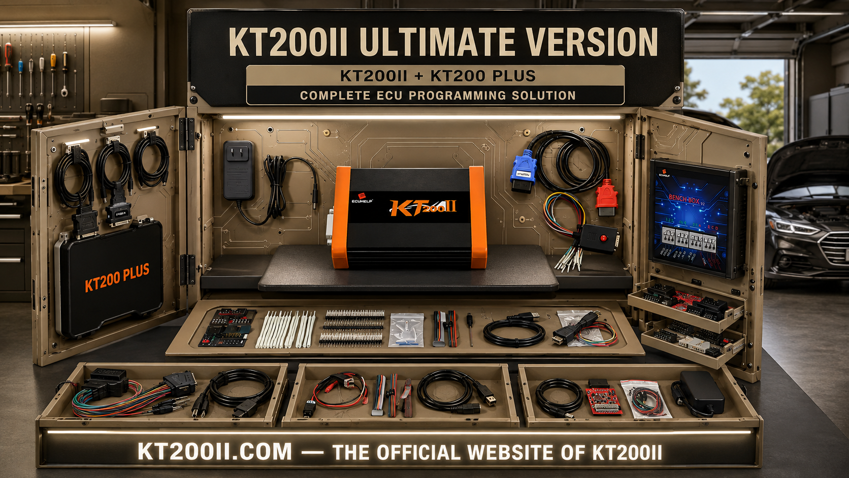KT200II Bosch EDC16 ECU programming through OBD Bench and JTAG with original backup