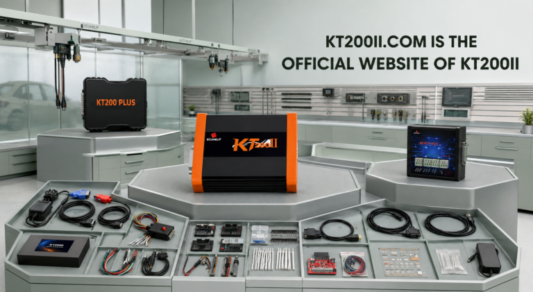KT200II connected to a Bosch EDC17CP14 TC1796 VAG diesel ECU for OBD, Bench and Boot programming