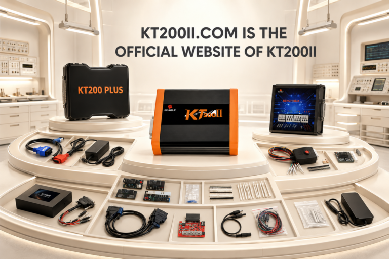 KT200II connected to a Continental SID310 TC1791 ECU for OBD password search and Boot programming