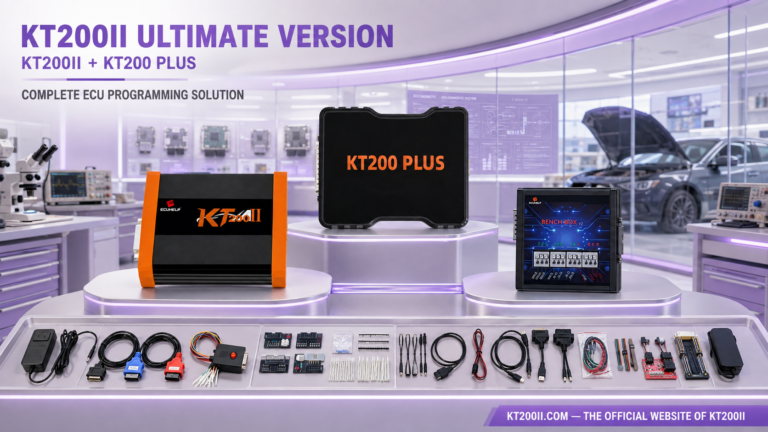 KT200II ECU ground connection testing with a multimeter during Bench programming and no-communication diagnosis