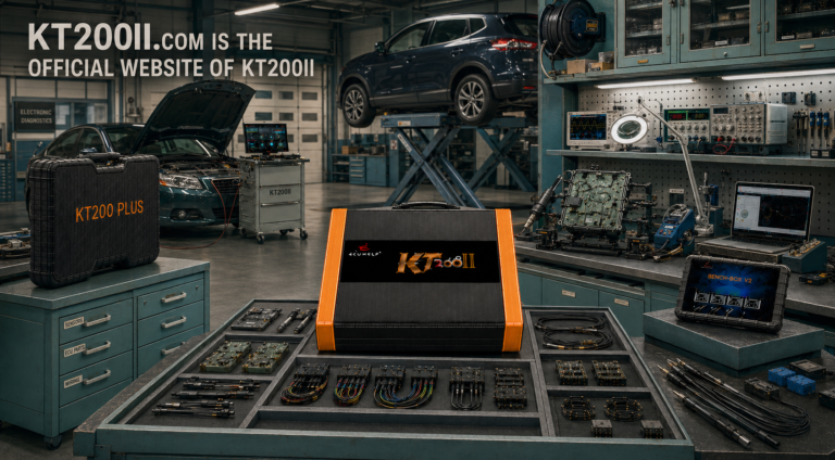 KT200II connected to a BMW M550d Bosch EDC17CP45 TC1797 ECU for Bench reading and writing