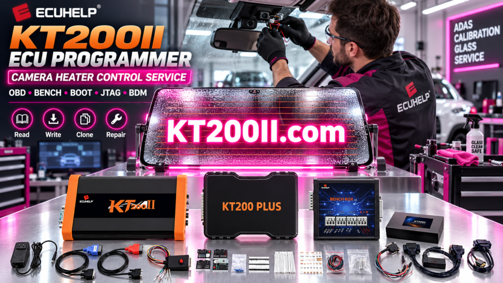 KT200II connected to a Bosch EDC17CP54 TC1793 VAG 3.0 TDI ECU for Bench and Boot programming