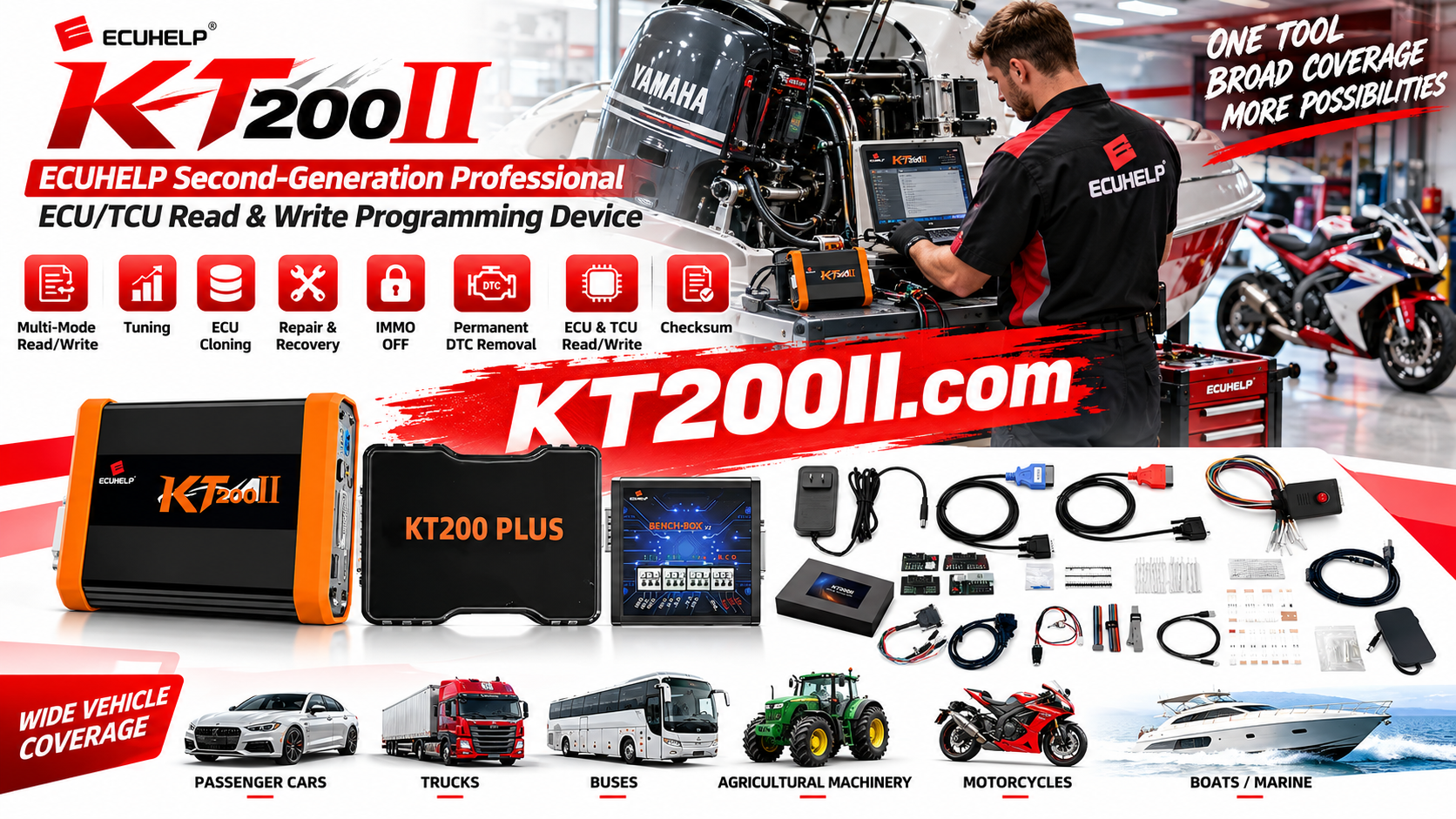 Technician checking checksum verification after KT200II ECU programming