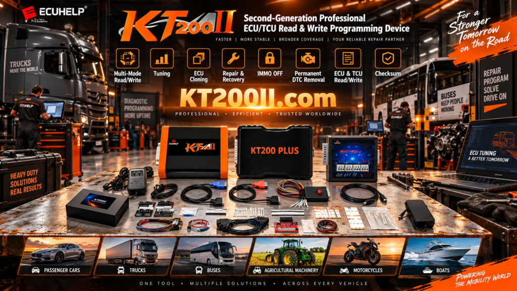 KT200II ECU programmer used for ECU cloning, tuning and repair data operations