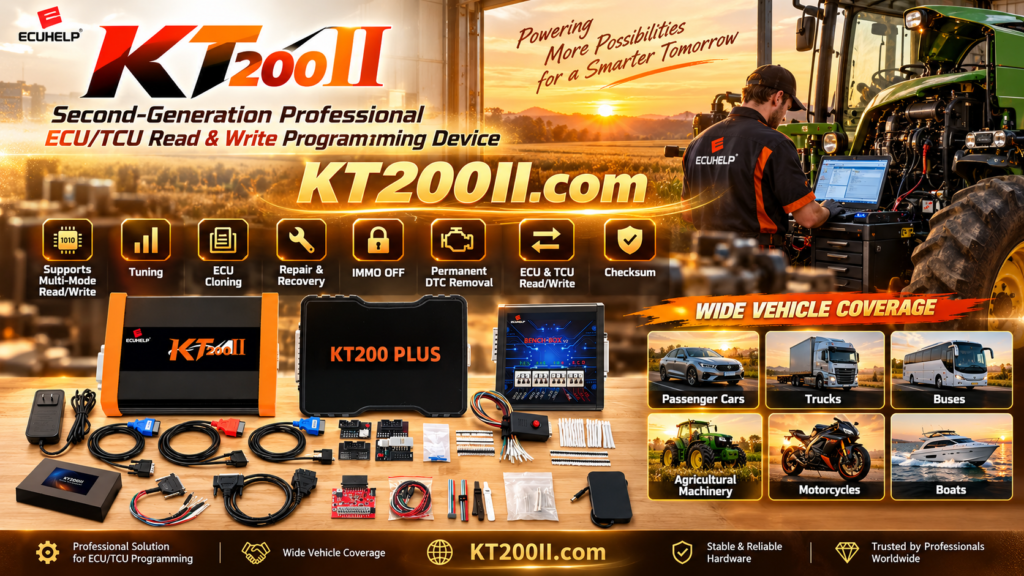 Technician verifying ECU file integrity and checksum before KT200II programming