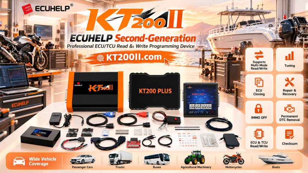 KT200II ECU bench programming workstation with grounding and ESD protection