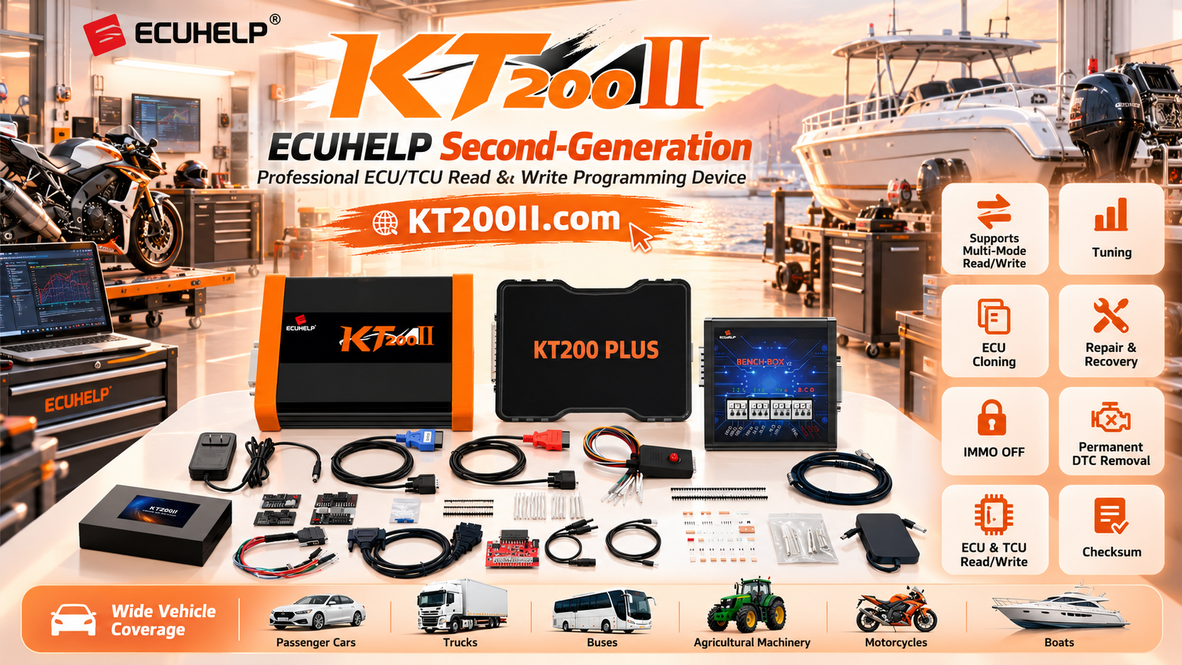 KT200II ECU bench programming workstation with grounding and ESD protection