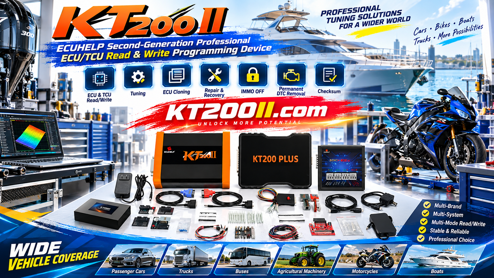 Technician planning ECU programming time with KT200II