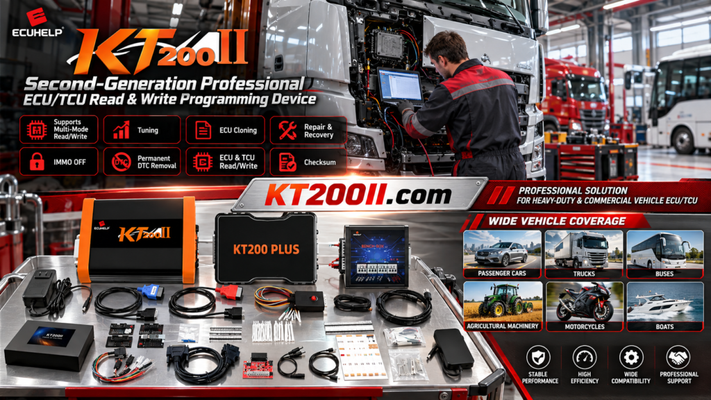 KT200II ECU Programmer for heavy-duty truck ECU programming