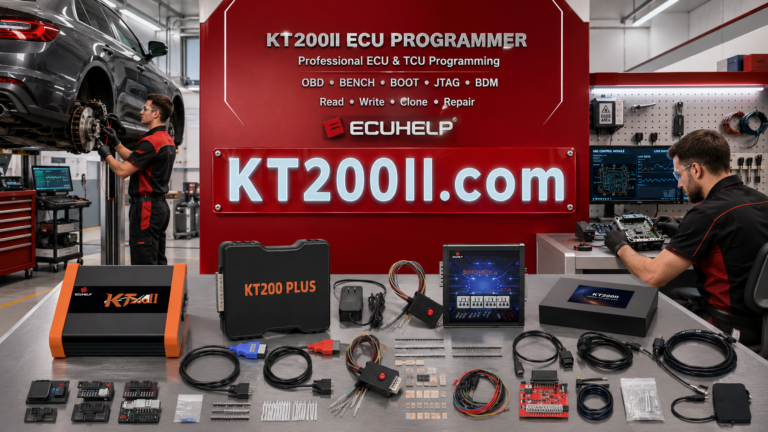 KT200II connected to a Volkswagen Amarok Bosch EDC17C54 TC1797 ECU for Bench and eGPT wiring, backup and programming