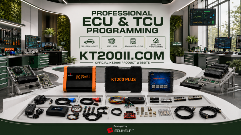 KT200II connected to a 2011 Kia Ceed 1.6 CRDi Bosch EDC17C08 TC1766 ECU for Bench wiring, backup, reading and writing