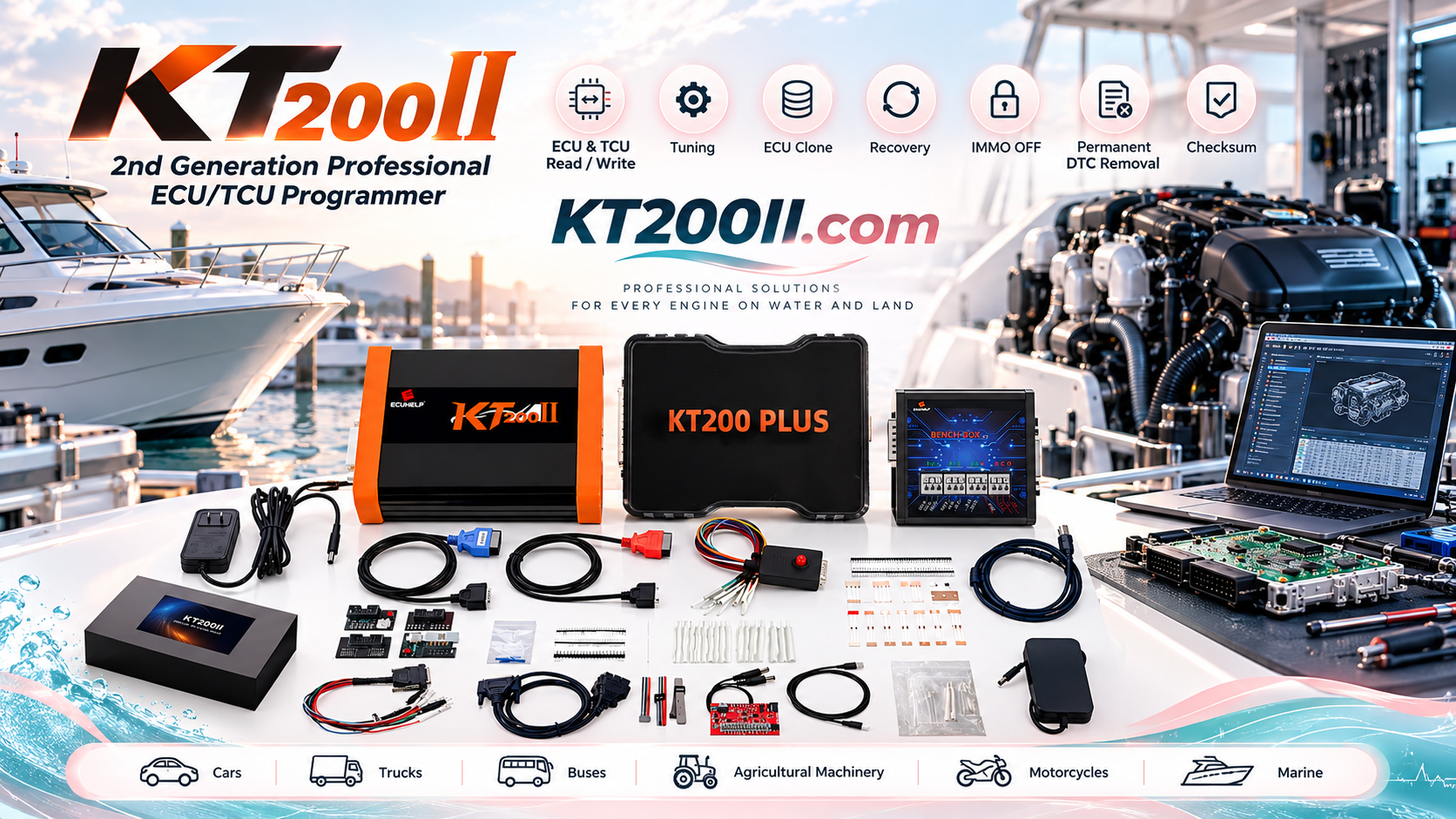 Technician verifying ECU checksum status before and after KT200II programming