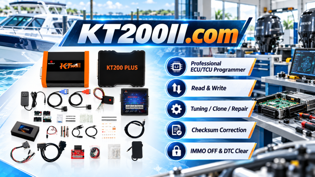 KT200II ECU programmer performing ECU cloning and replacement module programming