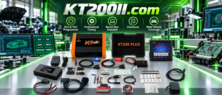KT200II ECU programmer performing ECU clone and data transfer to replacement ECU