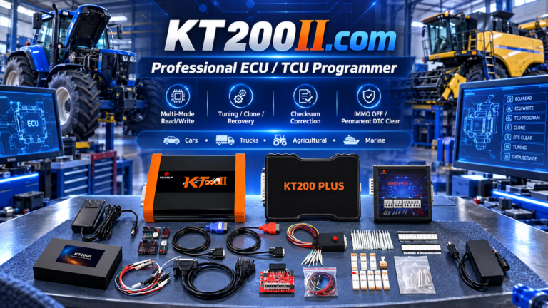 KT200II ECU programmer managing original and modified ECU files for professional tuning workflow