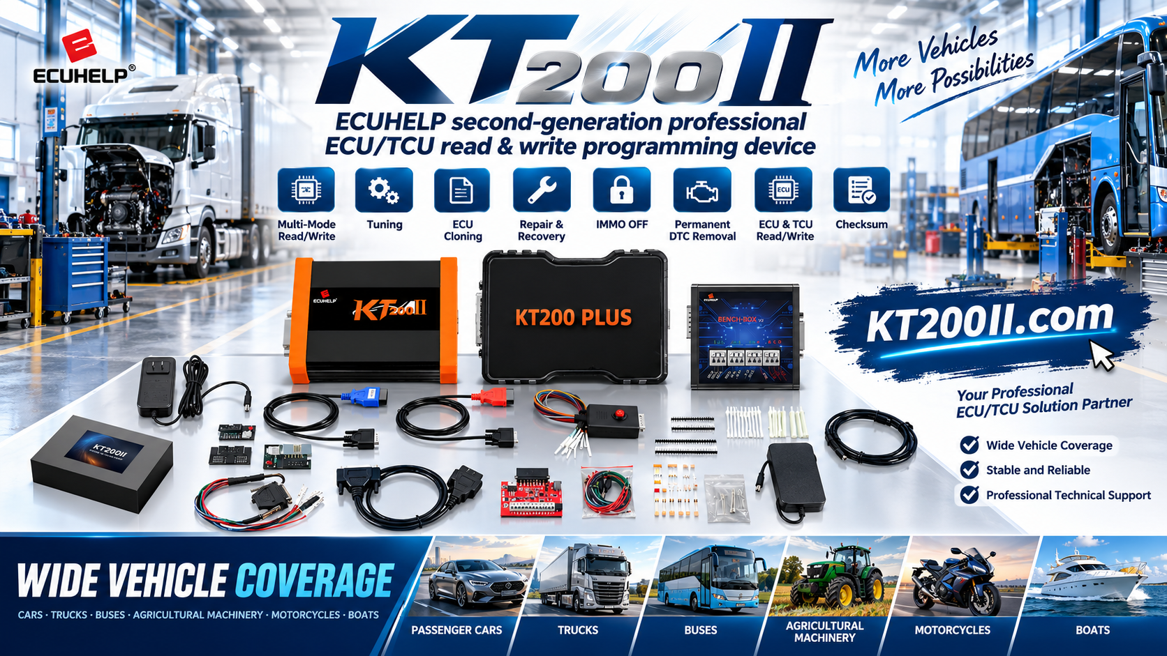 Technician monitoring ECU temperature during a KT200II programming operation