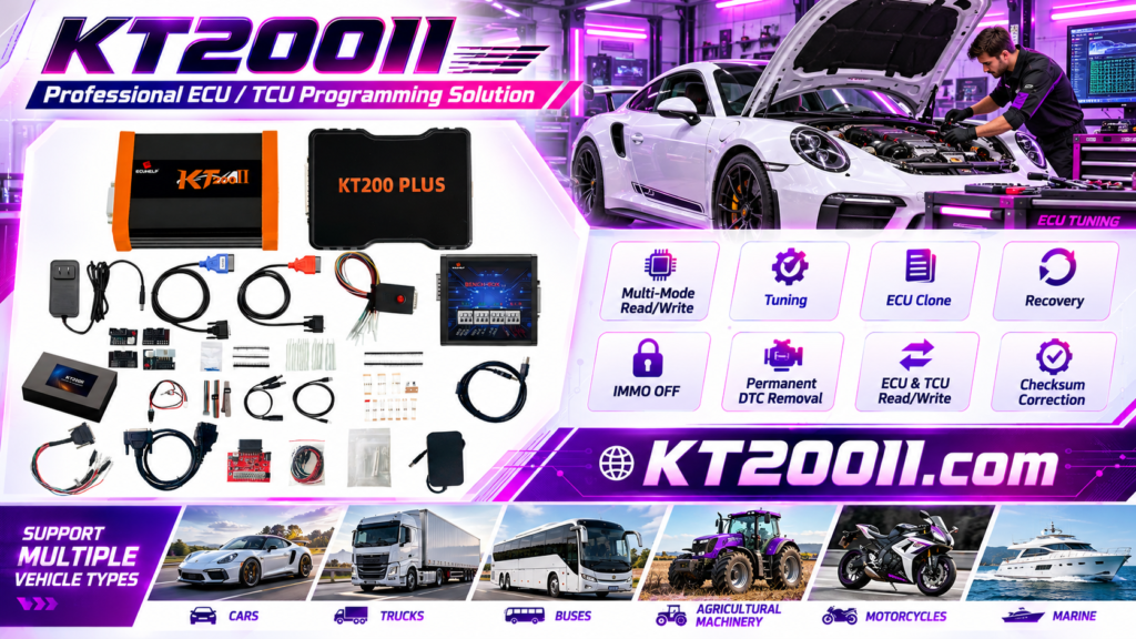 Technician monitoring stable voltage during KT200II ECU programming