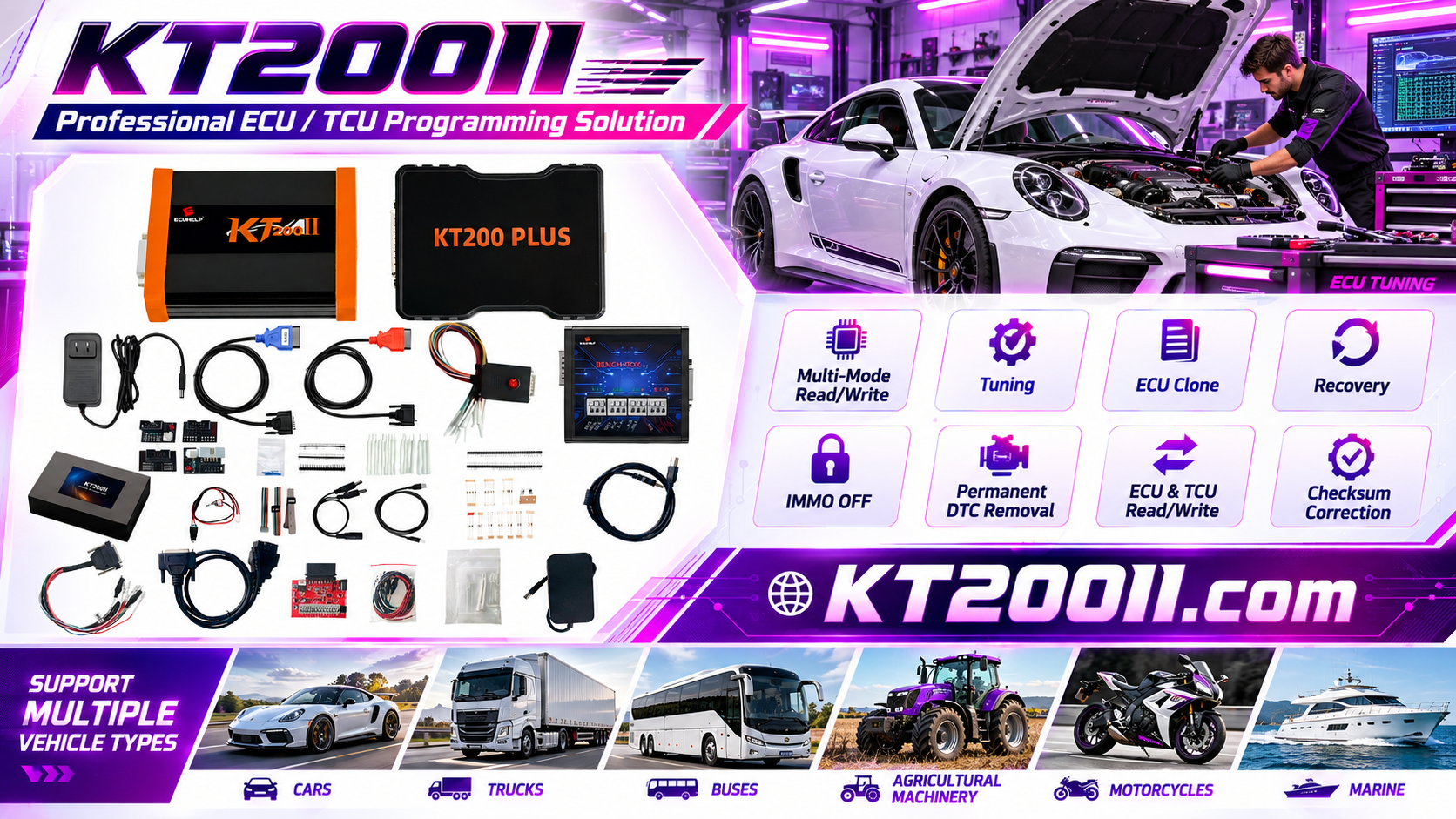 Technician monitoring stable voltage during KT200II ECU programming