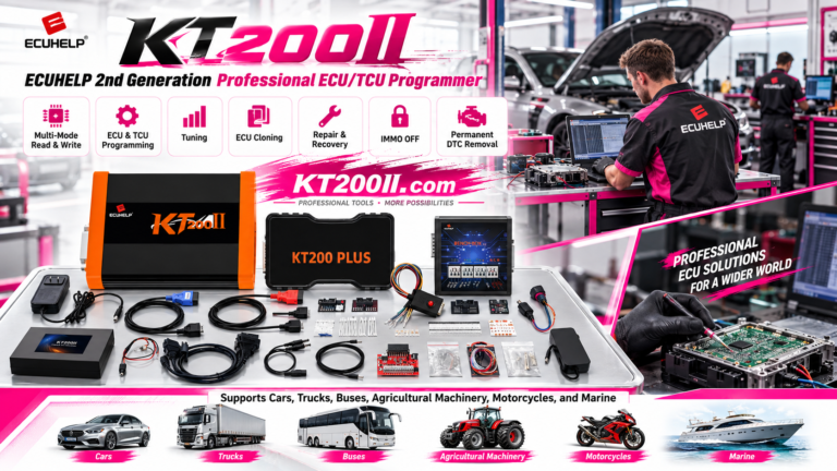KT200II ECU programmer workflow for professional ECU read write and programming operations