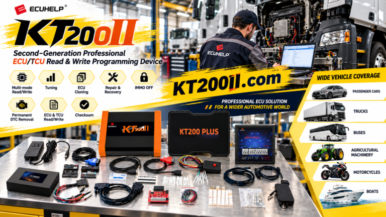 Technician assessing an interrupted KT200II ECU programming operation before recovery